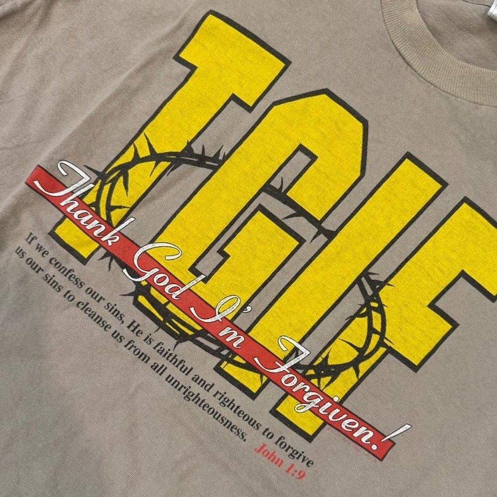 Vintage TGIF "Thank God Im Forgiven Jesus" Jesus Tee Mens Size Xl Parody 90s Y2K